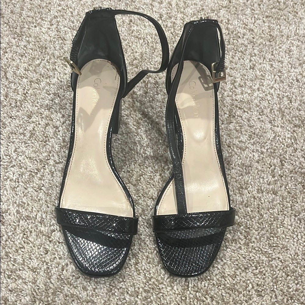 Calvin Klein Black Heels with Ankle Strap